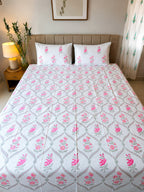 Rose Jal Handblock Premium Cotton Bedsheet Set (Copy)