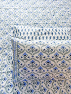 Blue Floral Butta Handblock Premium Cotton Bedsheet Set — hand-block printed bedsheet set, product view 3.