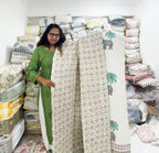 ORA Living Elephant Palm Handblock Reversible Pure Mulmul Cotton Quilt floral or motif detail