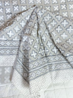 Cotton fabric detail of ORA Living Grey Cross Handblock Premium Cotton Bedsheet Set