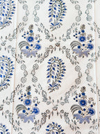 ORA Living Blue & Grey Floral Handblock Premium Cotton Bedsheet Set with matching pillow covers