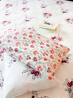 ORA Living Pink Anar Garden Handblock Premium Cotton Bedsheet Set with matching pillow covers