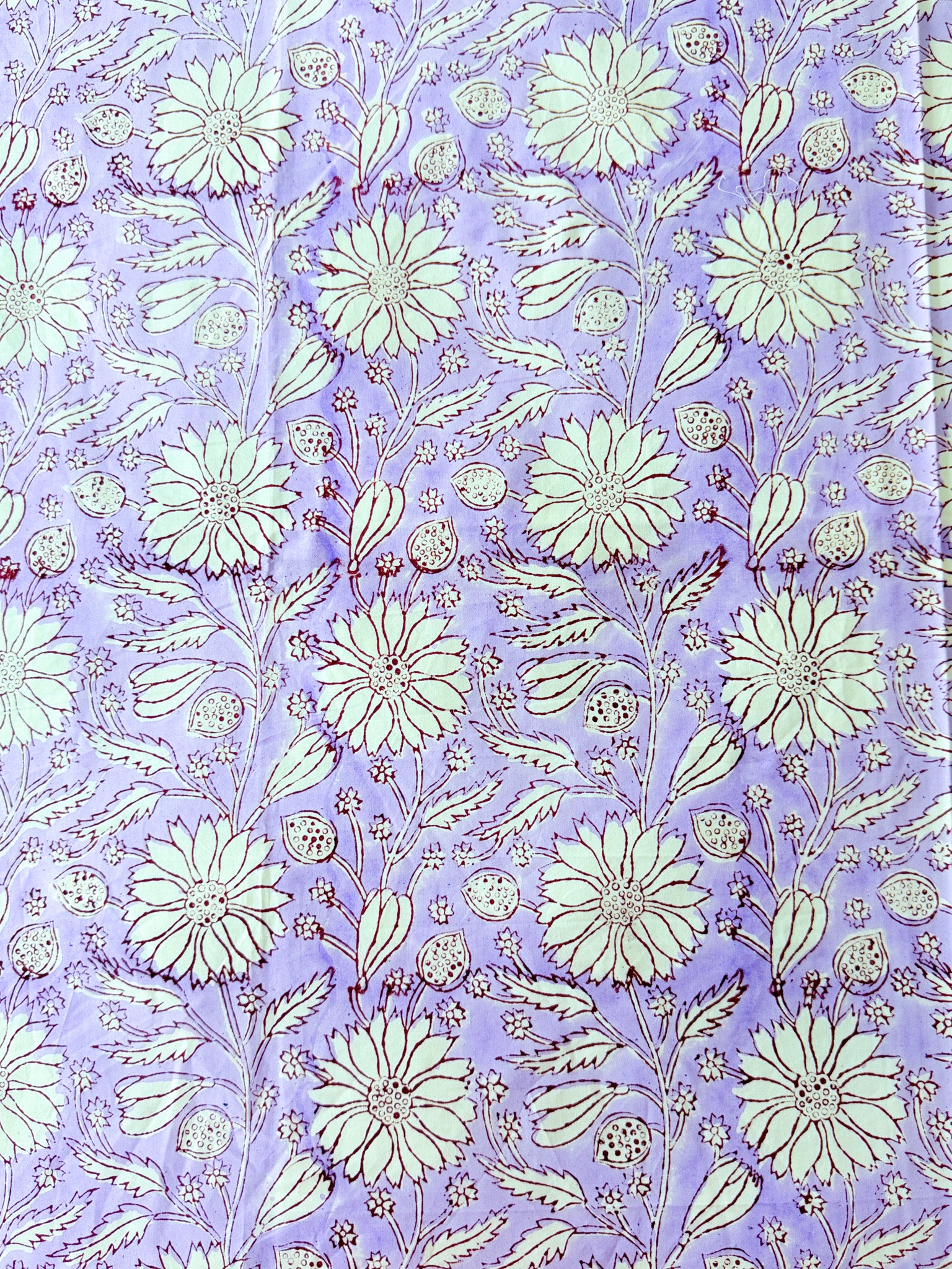 Lavender Floral Handblock Premium Cotton Bedsheet Set — hand-block printed bedsheet set, product view 5.