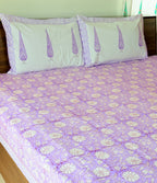 Lavender Floral Handblock Premium Cotton Bedsheet Set — hand-block printed bedsheet set, product view 6.