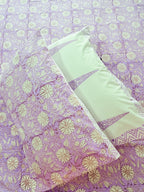 Lavender Floral Handblock Premium Cotton Bedsheet Set — hand-block printed bedsheet set, product view 8.