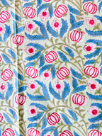 Pink Anar & Blue Leaf Handblock Premium Cotton Bedsheet Set — hand-block printed bedsheet set, product view 6.