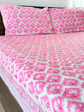 Pink Parrot Handblock Premium Cotton Bedsheet Set — hand-block printed bedsheet set, product view 3.