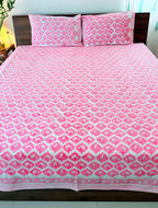 Pink Parrot Handblock Premium Cotton Bedsheet Set — hand-block printed bedsheet set, product view 5.
