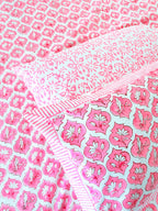 Pink Parrot Handblock Premium Cotton Bedsheet Set — hand-block printed bedsheet set, product view 6.