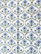 Blue Floral Butta Handblock Premium Cotton Bedsheet Set — hand-block printed bedsheet set, product view 8.