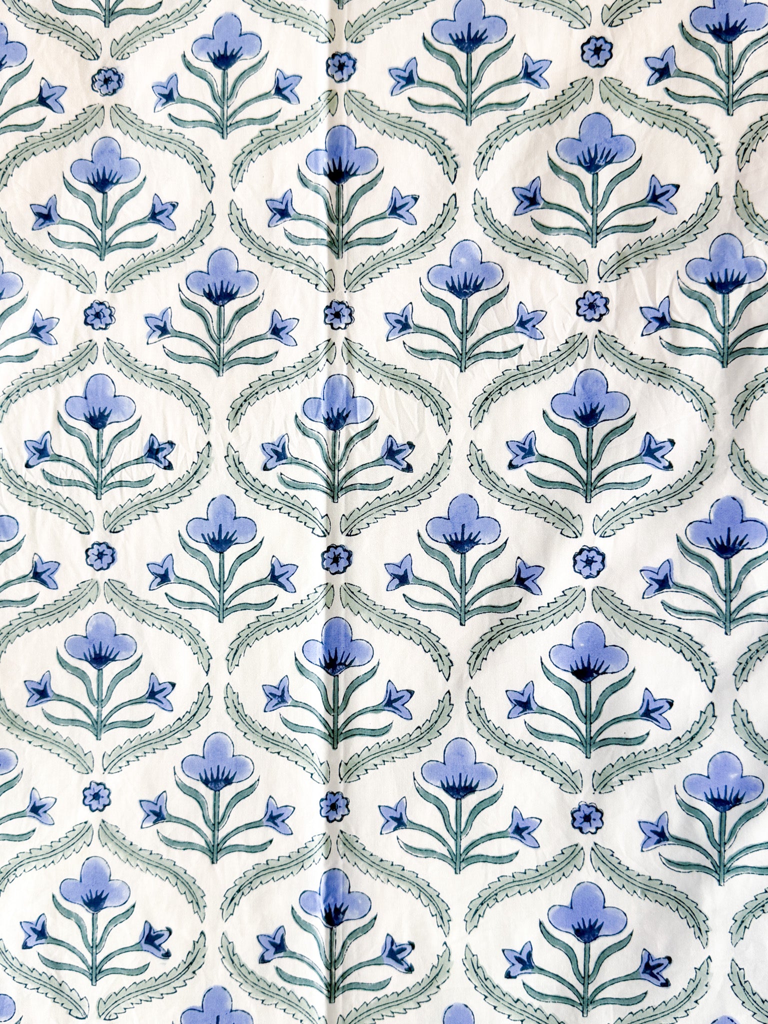 Blue Floral Butta Handblock Premium Cotton Bedsheet Set — hand-block printed bedsheet set, product view 8.