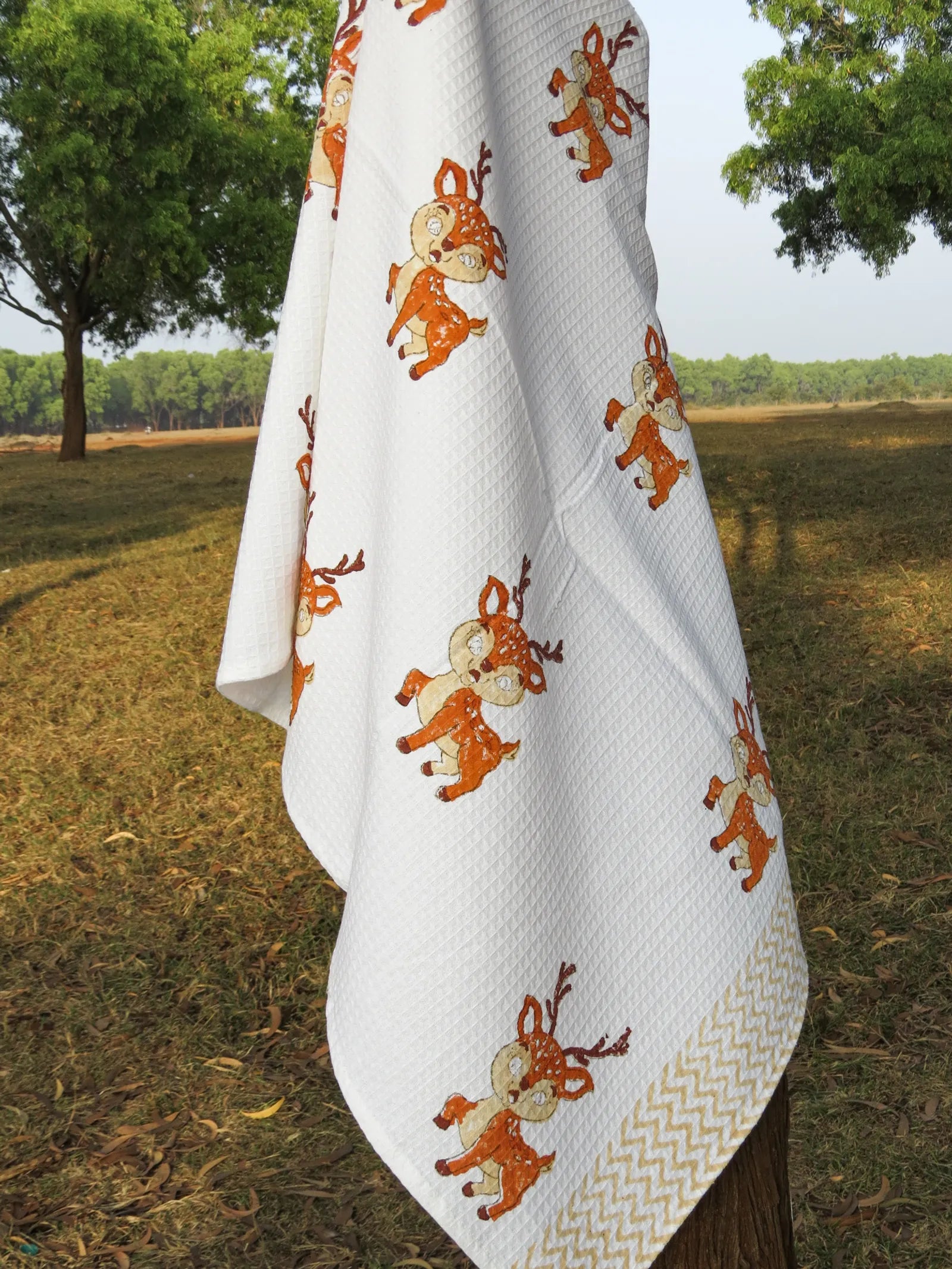 Baby Bambi Handblock Waffle Cotton Kids Bath Towel image 3