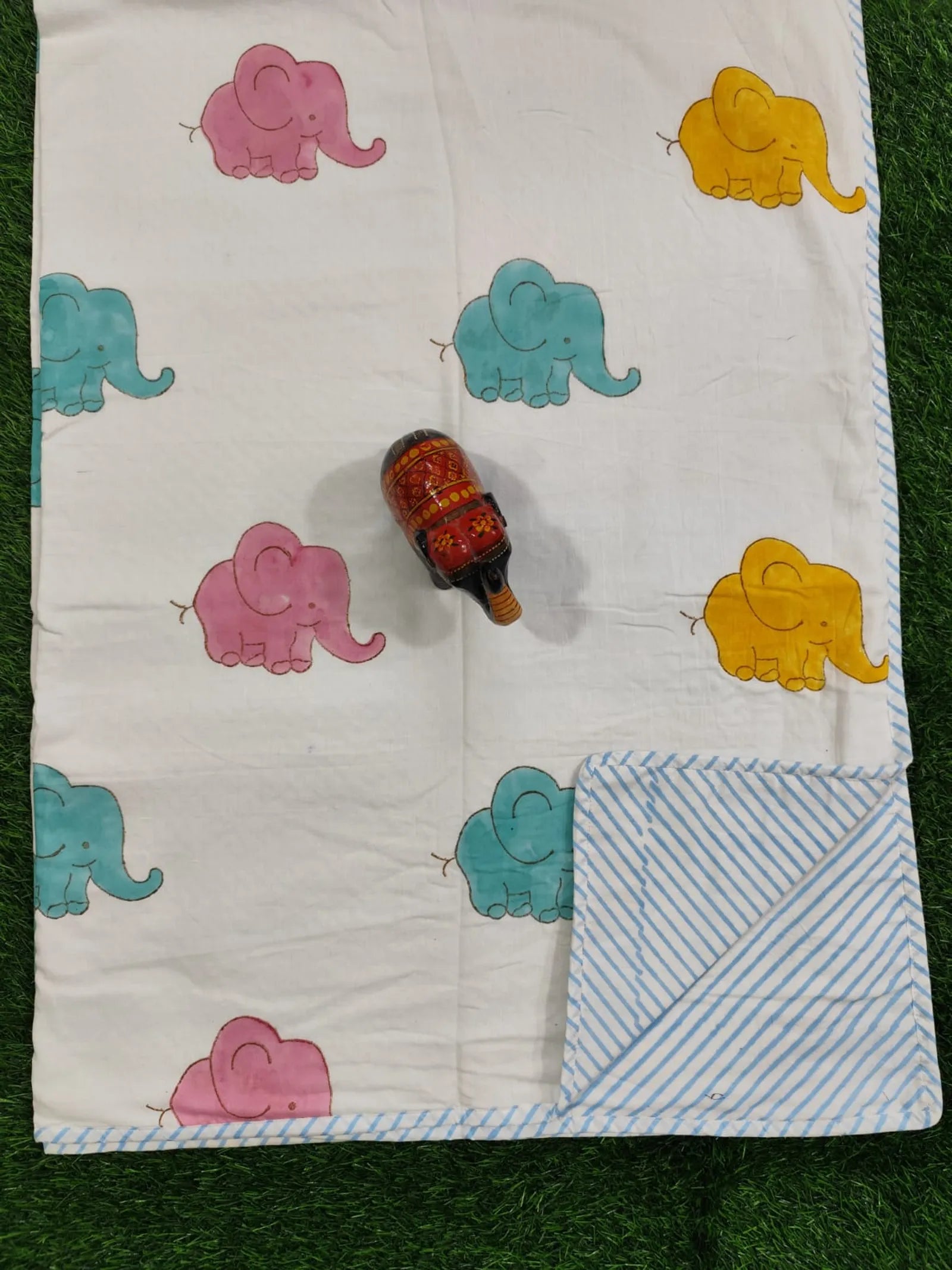 Baby Elephant Handblock Mul Cotton Kids Dohar image 2