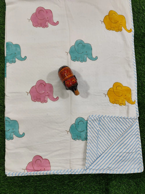Baby Elephant Handblock Mul Cotton Kids Dohar image 2