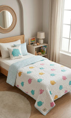 Baby Elephant Handblock Mul Cotton Kids Quilt image 1