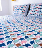Baby Elephant Handblock Premium Cotton Bedsheet Set image 2
