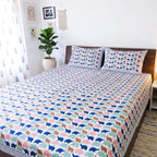 Baby Elephant Handblock Premium Cotton Bedsheet Set image 3