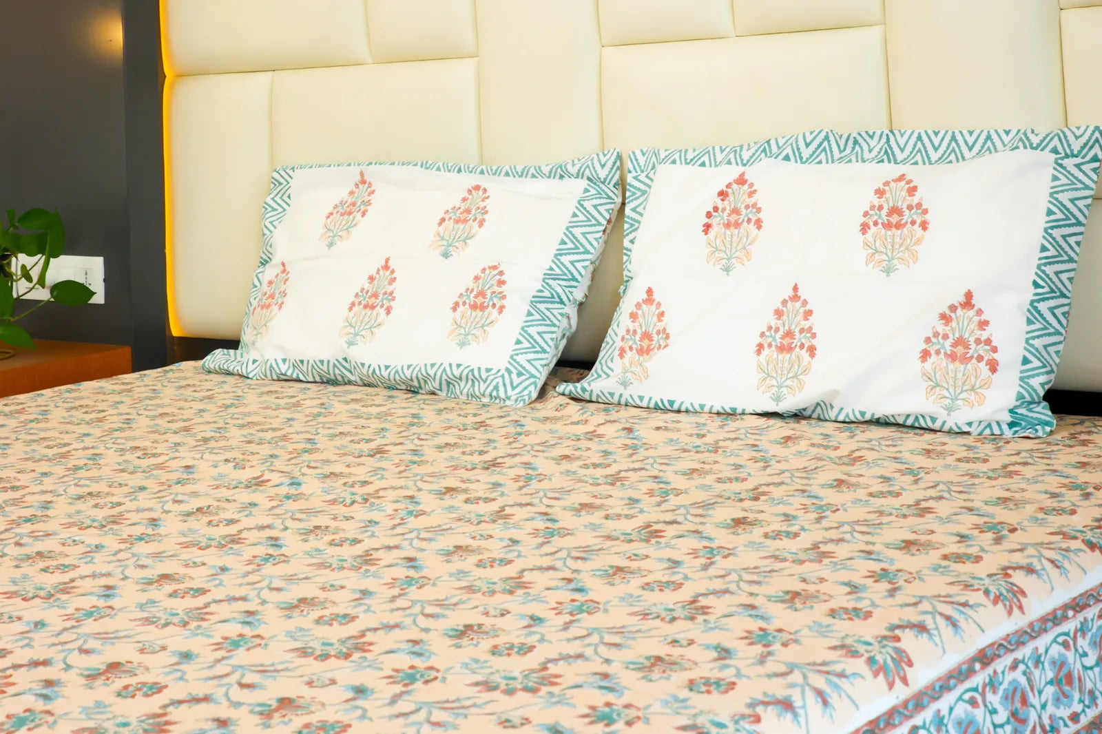 Bahaar Handblock Premium Cotton Bedsheet Set image 1