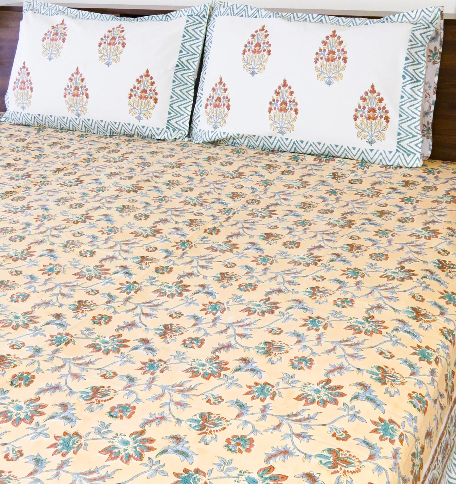 Bahaar Handblock Premium Cotton Bedsheet Set image 3