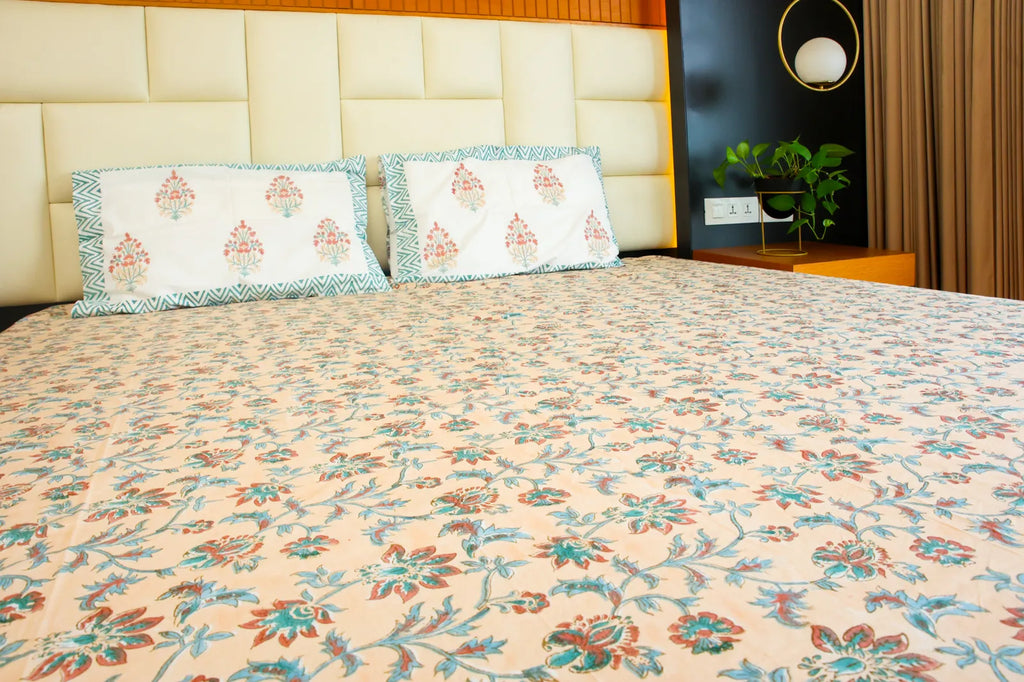 Bahaar Handblock Premium Cotton Bedsheet Set image 4