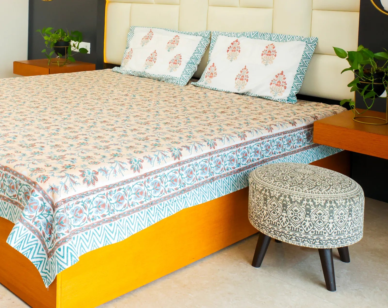Bahaar Handblock Premium Cotton Bedsheet Set image 5