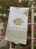 Big Flower Motif Handblock Waffle Cotton Bath Towel image 1