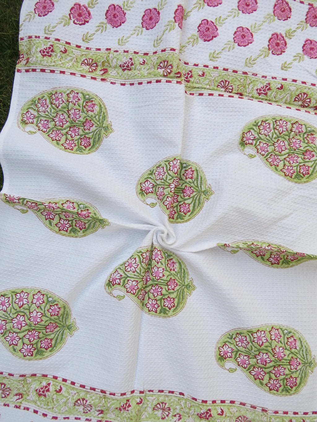 Big Paisley Handblock Waffle Cotton Bath Towel image 4