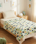 Black & Green Small Elephant Handblock Mul Cotton Kids Dohar image 1