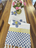 Blue Check Handblock TNT Cotton Table Runner image 1