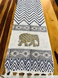 Blue Chevron Handblock TNT Cotton Table Runner image 1