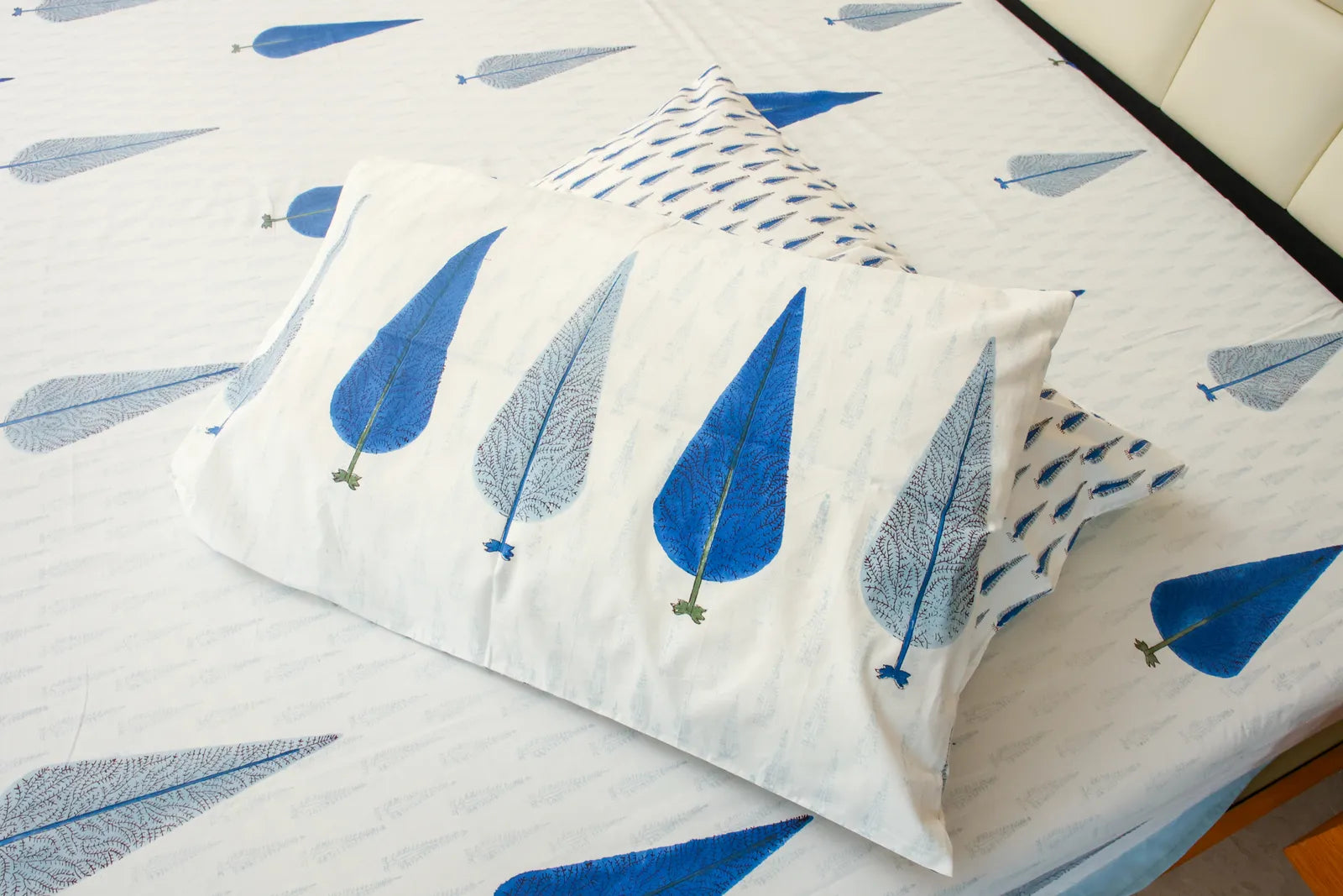 Blue Cypress Handblock Premium Cotton Bedsheet Set image 5
