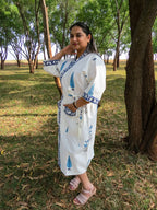 Blue Cypress Handblock Printed Waffle Cotton Bathrobe image 7