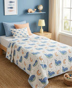 Blue Dolphin Handblock Mul Cotton Kids Dohar image 1