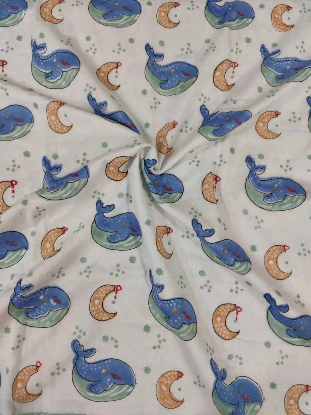Blue Dolphin Handblock Mul Cotton Kids Dohar image 2