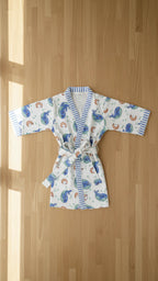 Blue Dolphin Waffle Cotton Kids Bathrobe image 1