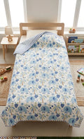 Blue Elephant Handblock Mul Cotton Kids Quilt image 1