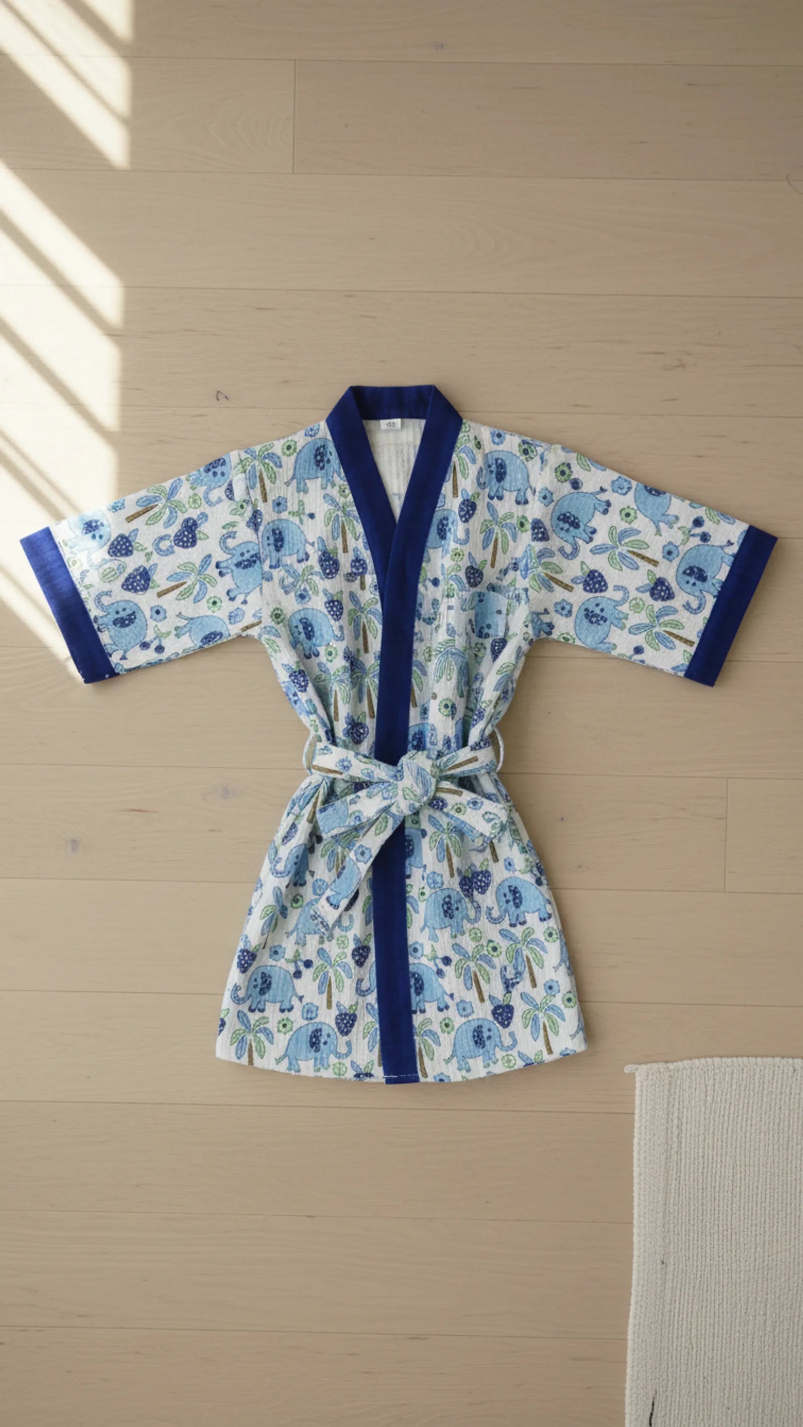 Blue Elephant Pure Waffle Cotton Kids Bathrobe image 4