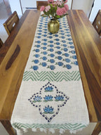 Blue Floral Handblock TNT Cotton Table Runner image 1