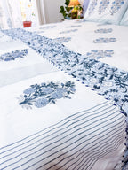 Blue Gardenia Handblock Mul Cotton Dohar image 1
