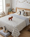 Blue Penguin Handblock Mul Cotton Kids Dohar image 1