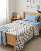 Blue Penguin Handblock Mul Cotton Kids Quilt image 1