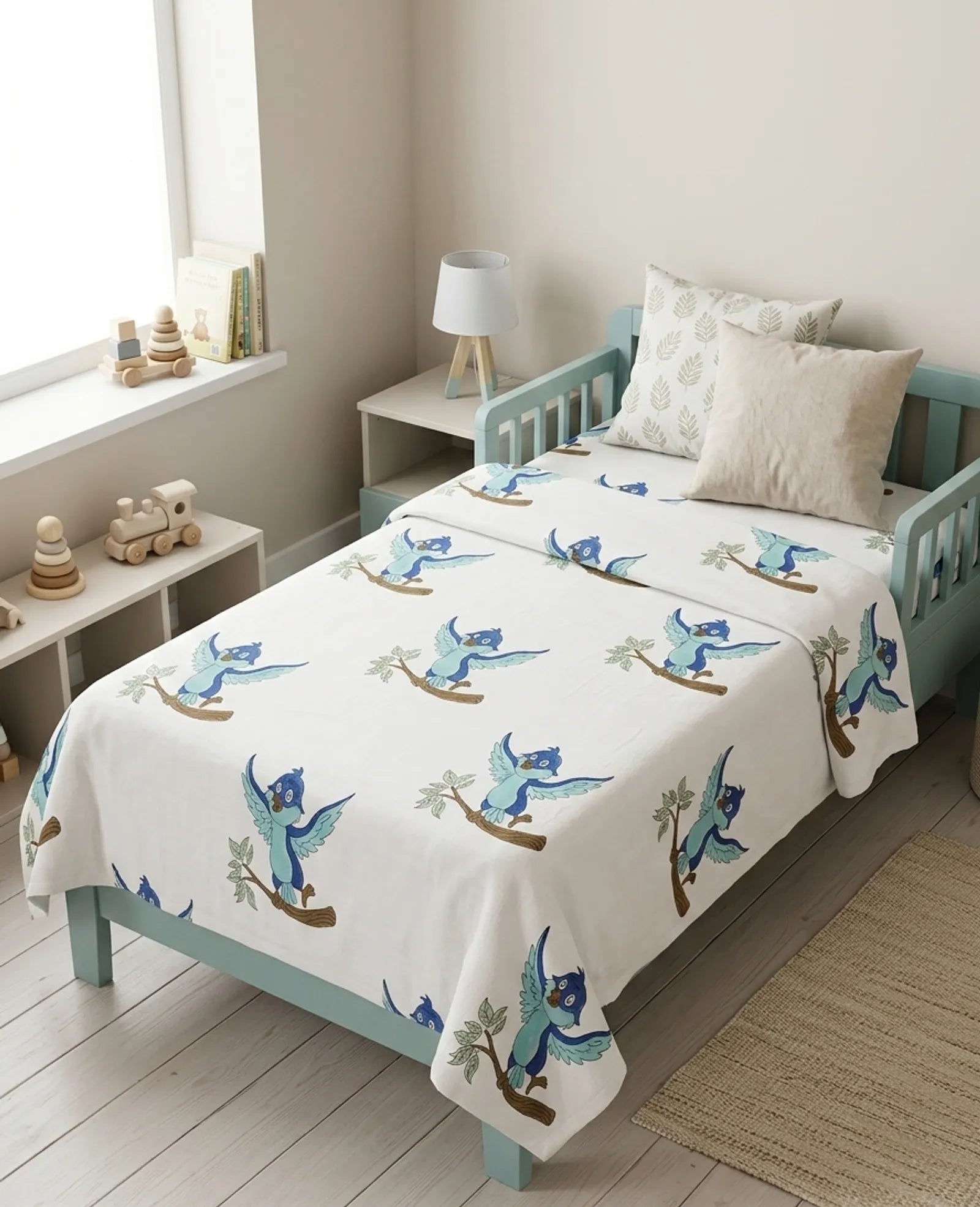 BlueBird Handblock Mul Cotton Kids Dohar image 1