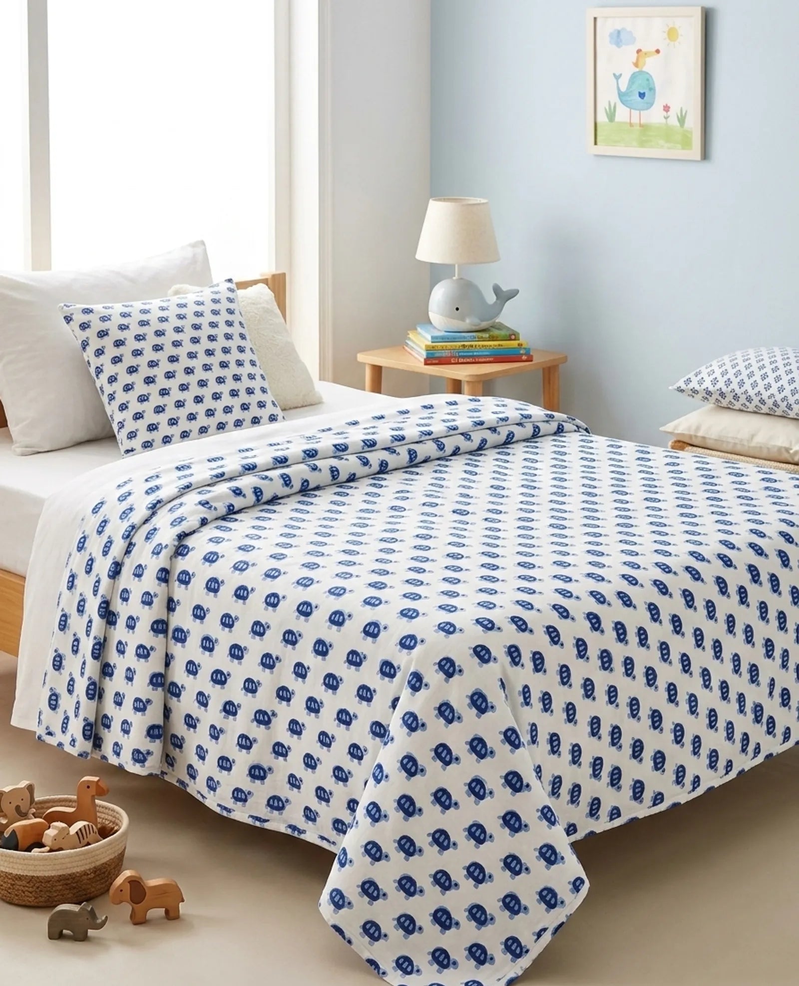 BlueTortoise Handblock Mul Cotton Kids Dohar image 1