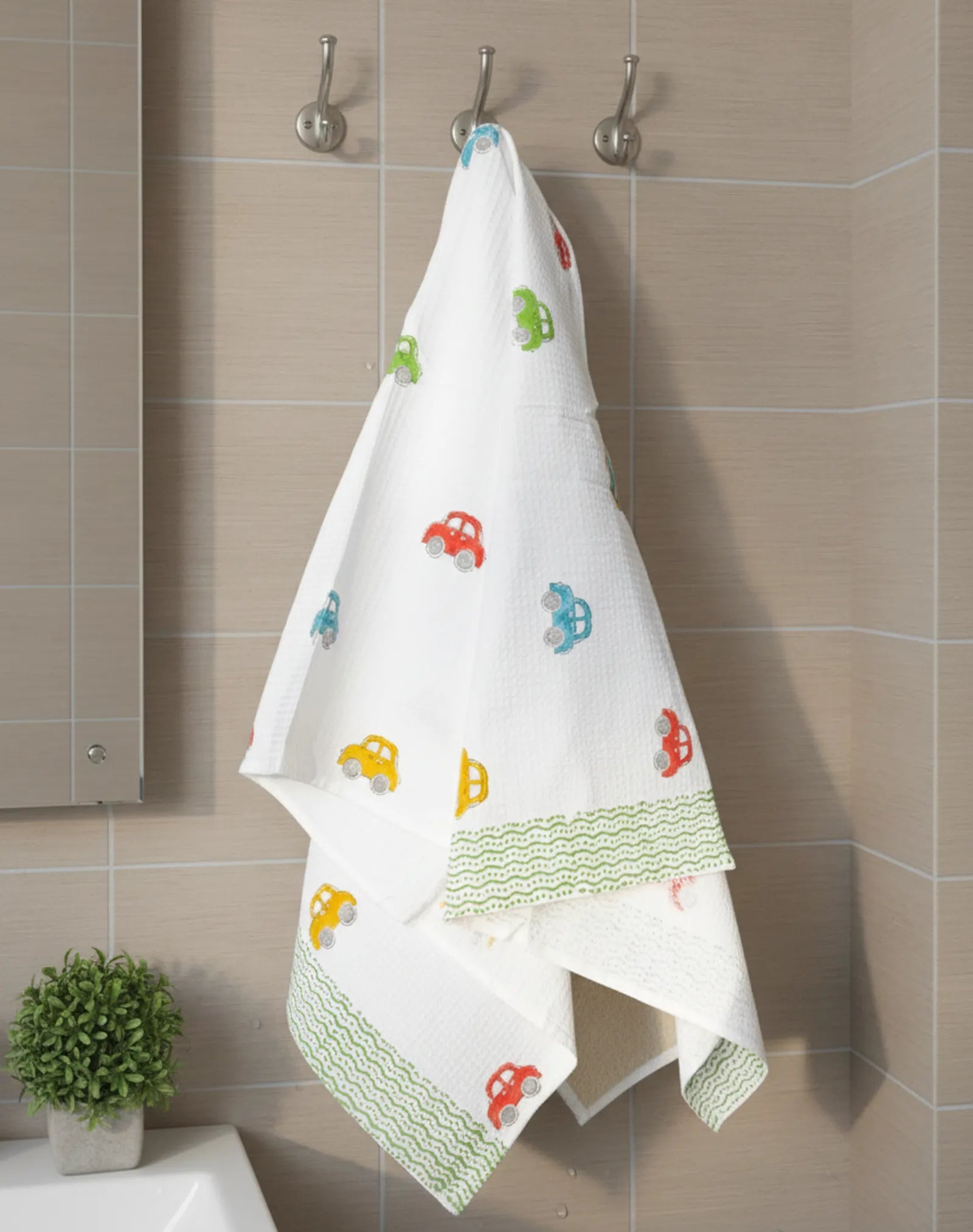 Boat Handblock Waffle Cotton Kids Bath Towel image 4