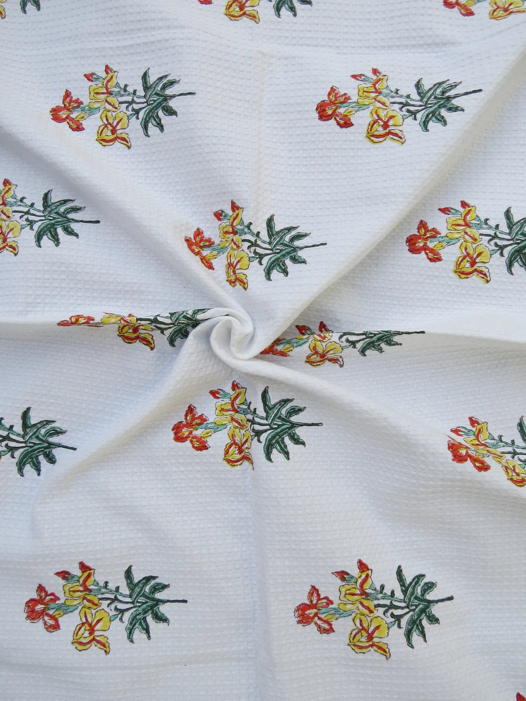 Bright Garden Handblock Waffle Cotton Bath Towel image 4