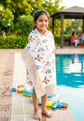 Brown Aeroplane Handblock Waffle Cotton Kids Bath Towel image 1