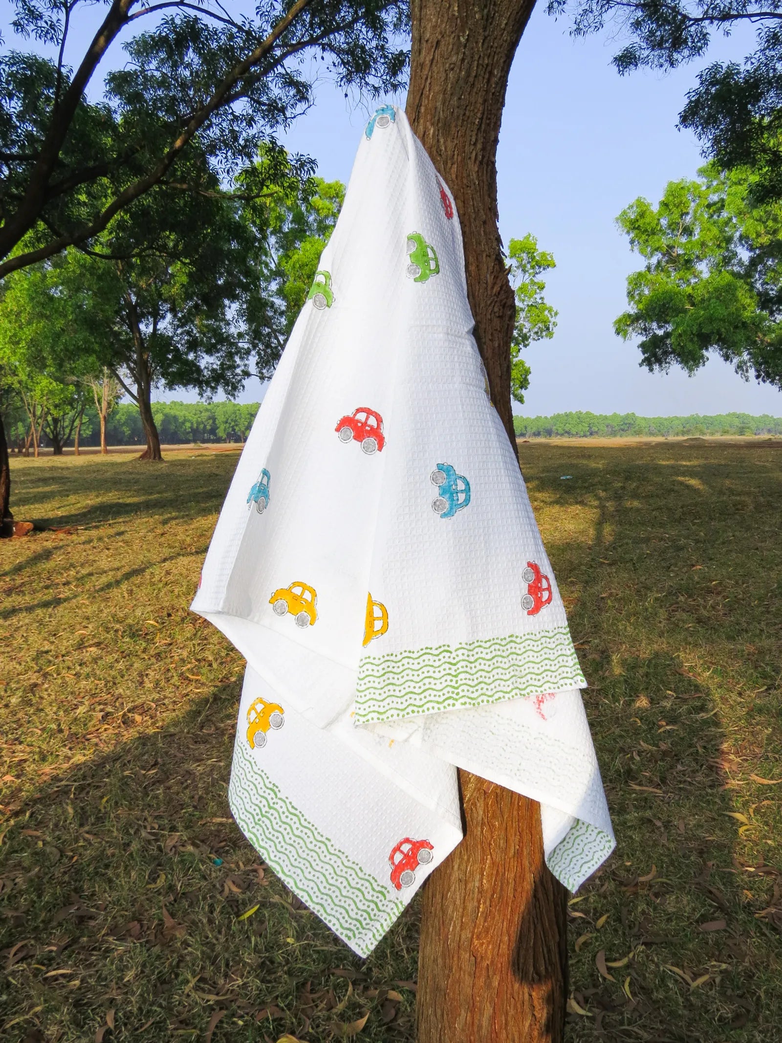 Cars Handblock Waffle Cotton Kids Bath Towel image 2
