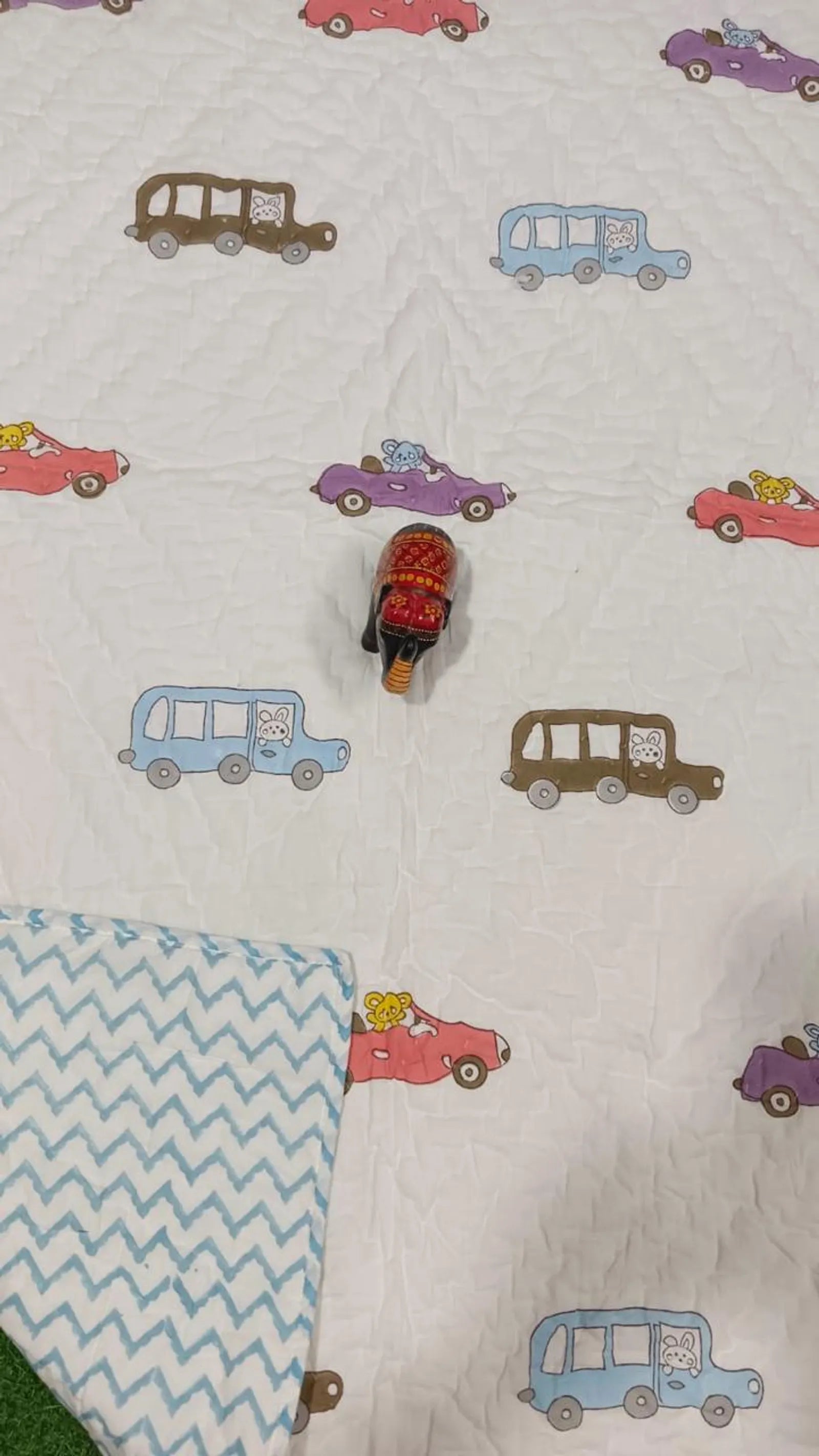 Colorful Car Handblock Mul Cotton Kids Dohar image 2