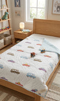 Colourful Cars Design Mul Cotton Kids Quilt image 1