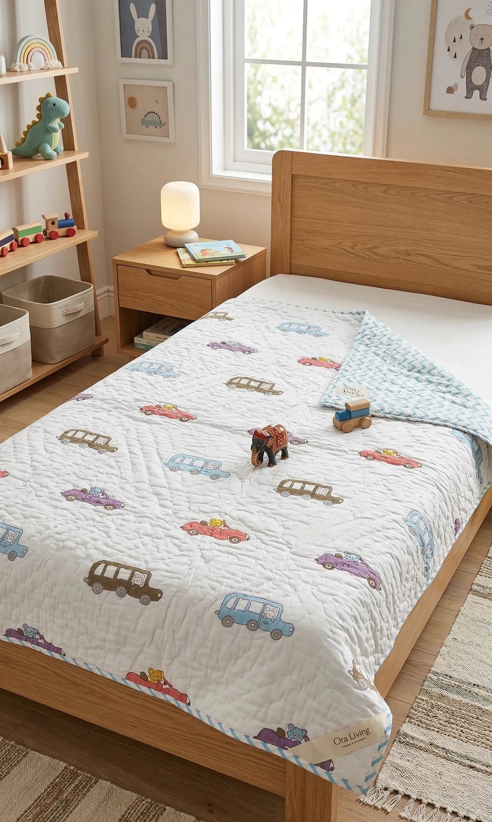Colourful Cars Design Mul Cotton Kids Quilt image 1